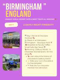 Birmingham itinerary for Chocolate Lover