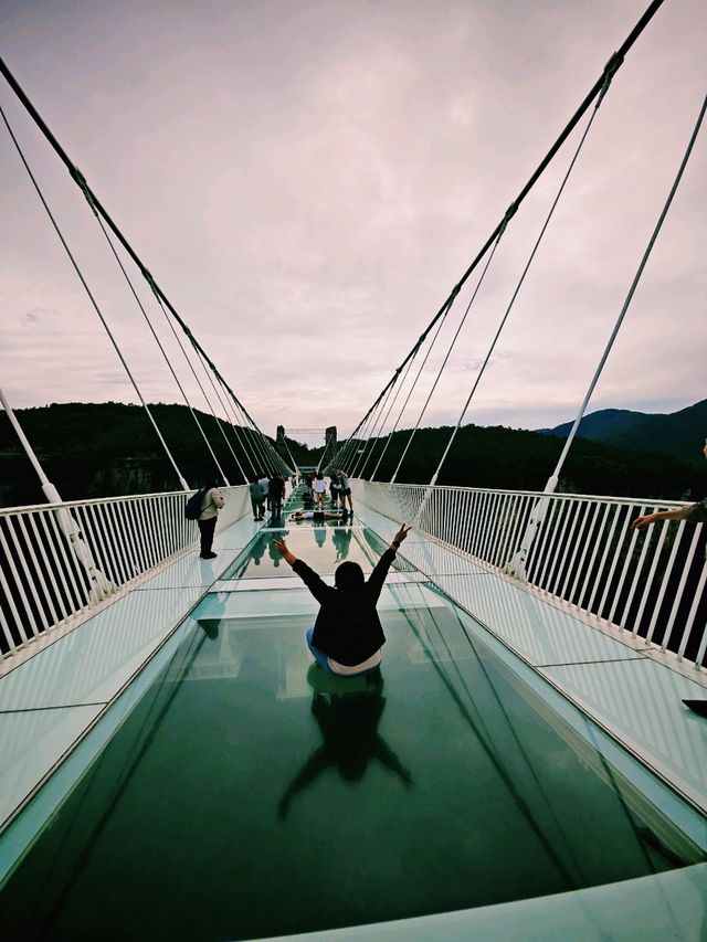 Aerial view of the glass bridge over massive canyons