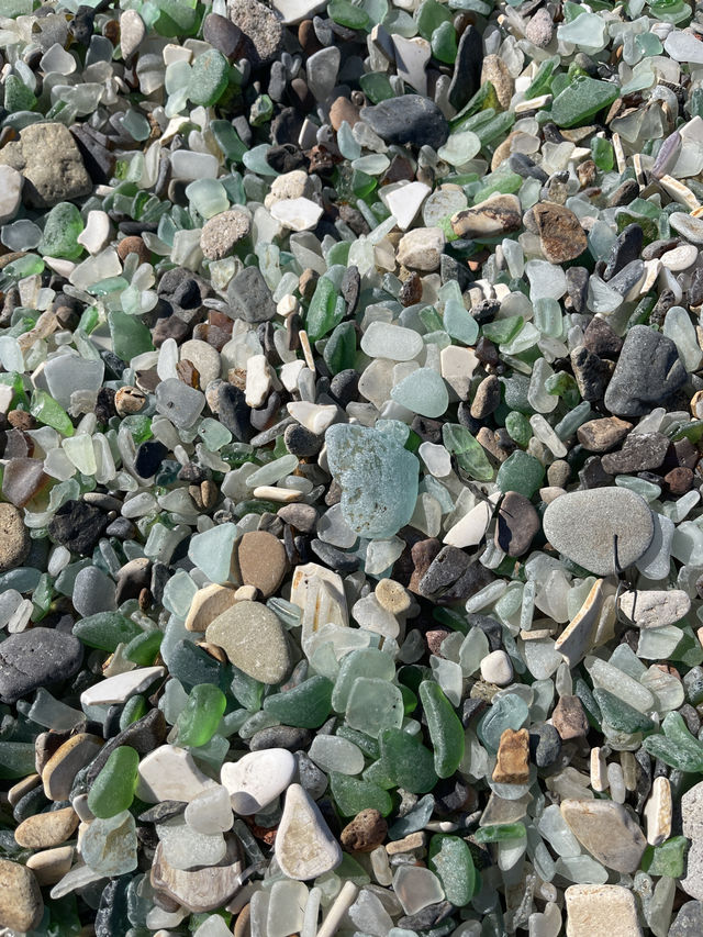 A unique beach with glass instead of sand.
