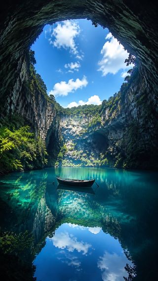 Sanmenhai, I sailed into the blue secret realm at the center of the earth.