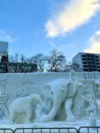 札幌　札幌観光　さっぽろ雪まつり2024 大通会場　旧札幌停車場大雪像に感動！