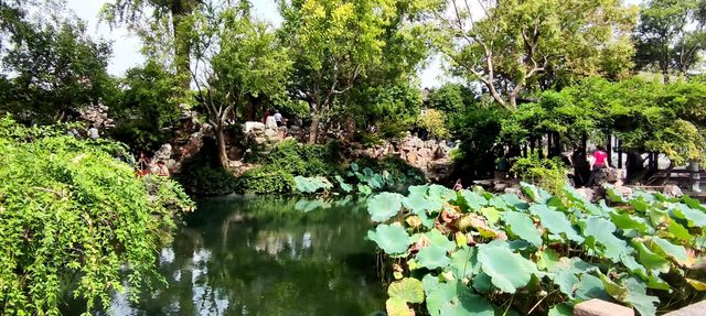 綠意依然、鮮花盛開的留園