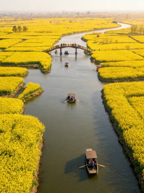 世界で最も美しい水上の菜の花畑、それこそ春に必ず訪れるべき夢の絶景