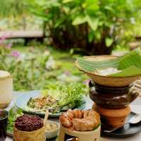 A romantic restaurant with lily pond