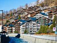 Amazing day in snow Moutain hill top town
