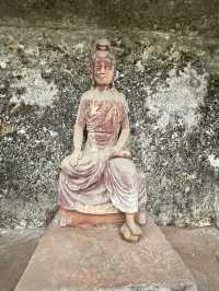 Awe-inspiring Buddha statue. The Leshan Giant Buddha is a 71-metre tall stone statue