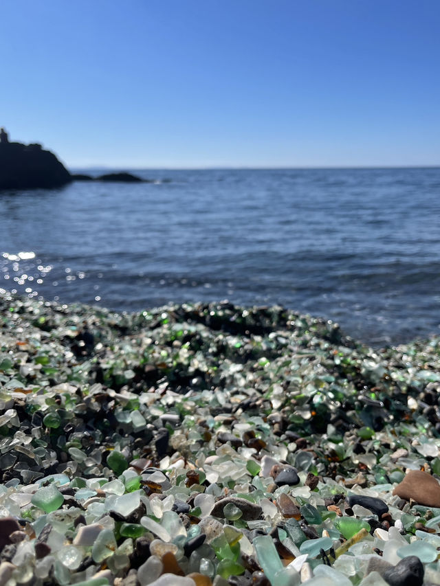 A unique beach with glass instead of sand.