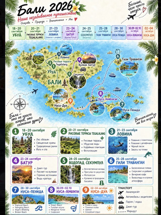 🌴 Бали 2026: наш честный маршрут на 17 дней (что стоит внимания, а что нет)