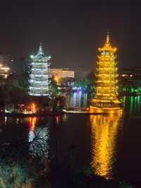 不出酒店就可以拍到日月雙塔和象鼻山！賺到了！