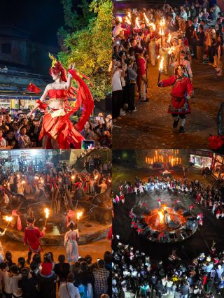 星空の下の羌族の祝祭｜九皇山サラン篝火晩会ナイトメモ  昼は21℃の山林で酸素を吸い、夜が訪れると、九皇山のもう