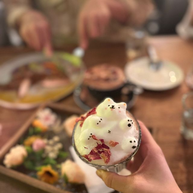 Cute 爆3D latte art 精緻4course dinner 🍽️ 