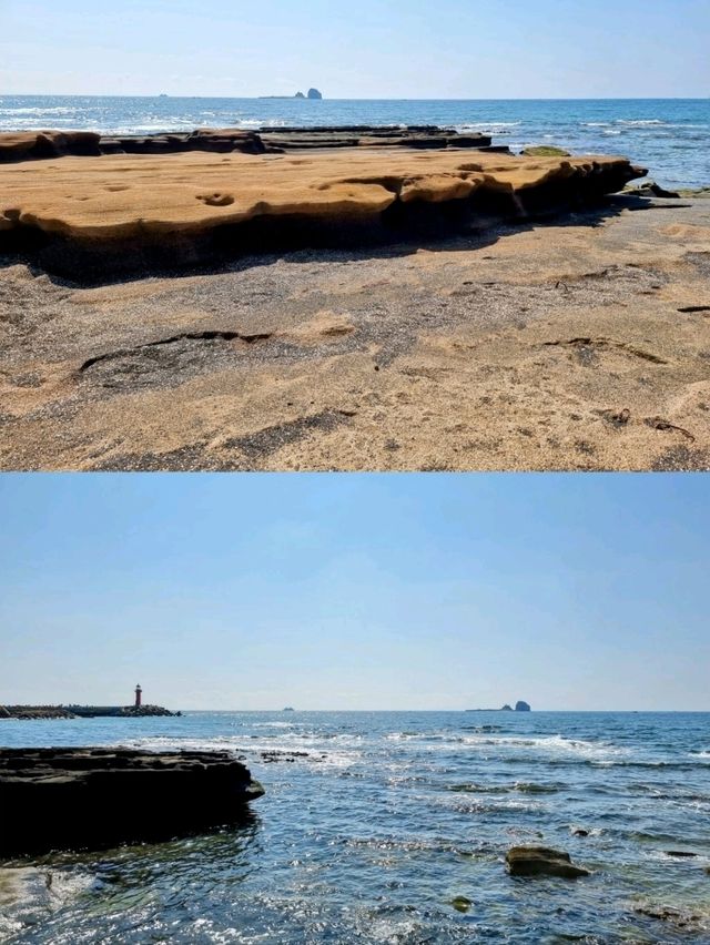 🇰🇷 Layered Beach Rock at Sagye Beach, Jeju Island