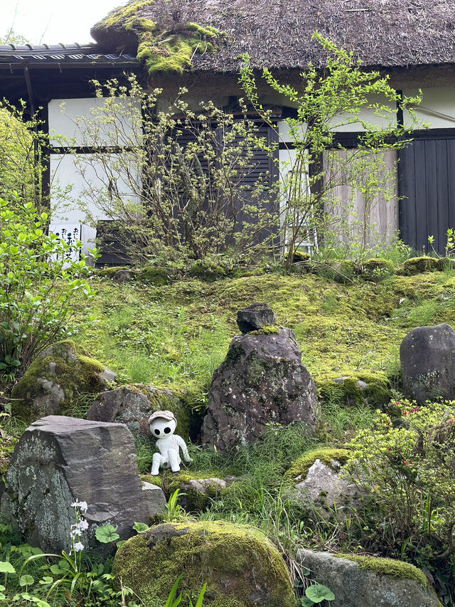 【石川×ゆのくにの森】茅葺き屋根の古民家や自然豊かな背景も楽しめます。