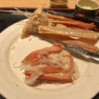 Free slow sashimi and snow crab leg