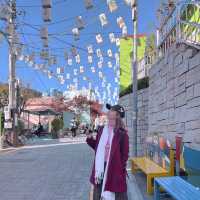 Colorful rainbow stairs in gamcheon culture village 
