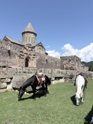 🇬🇪 Mtskheta — The Ancient Capital You Shouldn’t Miss

If you’re spending a few days in Tbilisi, save one day for Mtskheta, the ancient capital of Georgia and one of the country’s most important historical and spiritual places.

It’s only about 20 km from Tbilisi, but the atmosphere feels completely different — old stone churches, mountains, narrow streets and centuries of Georgian history in one small town.

⛪ Svetitskhoveli Cathedral — the absolute must
Start with Svetitskhoveli, the magnificent 11th-century cathedral in the heart of Mtskheta. This is one of Georgia’s most important religious monuments and part of the UNESCO World Heritage Site.

Take your time inside — don’t just photograph the exterior. The scale, ancient stonework and surviving frescoes make this one of the most impressive churches I saw in Georgia.

⛰ Go up to Jvari Monastery
After exploring the town, drive up to Jvari Monastery, standing high above Mtskheta. The church dates to the 6th–7th centuries and the location is spectacular.

This is where you get the famous panoramic view of Mtskheta and the meeting of the Aragvi and Mtkvari rivers. Definitely one of the photographs to take home from Georgia.

🕊 Samtavro Monastery
If you have time, also visit Samtavro. Georgia’s first Christian king, Mirian III, and Queen Nana are buried here, making it another important part of Mtskheta’s history.

🚶 Walk through Mtskheta
Don’t make this only a church tour. Walk through the little streets around Svetitskhoveli, browse the local stalls, try Georgian sweets and wine, and stop somewhere for lunch.

✨ My recommendation: don’t book Mtskheta as a rushed photo stop. Give it at least half a day. Start in the old town and Svetitskhoveli, have lunch, and finish at Jvari for the panoramic view.

From Tbilisi: around 20 km — an easy day trip and, for me, one of the essential experiences in Georgia.

#mtskheta #georgia #georgiatravel #visitgeorgia #mtskhetageorgia #svetitskhoveli #jvarimonastery #unescoworldheritage #tbilisidaytrip #georgiatrip #georgianhistory