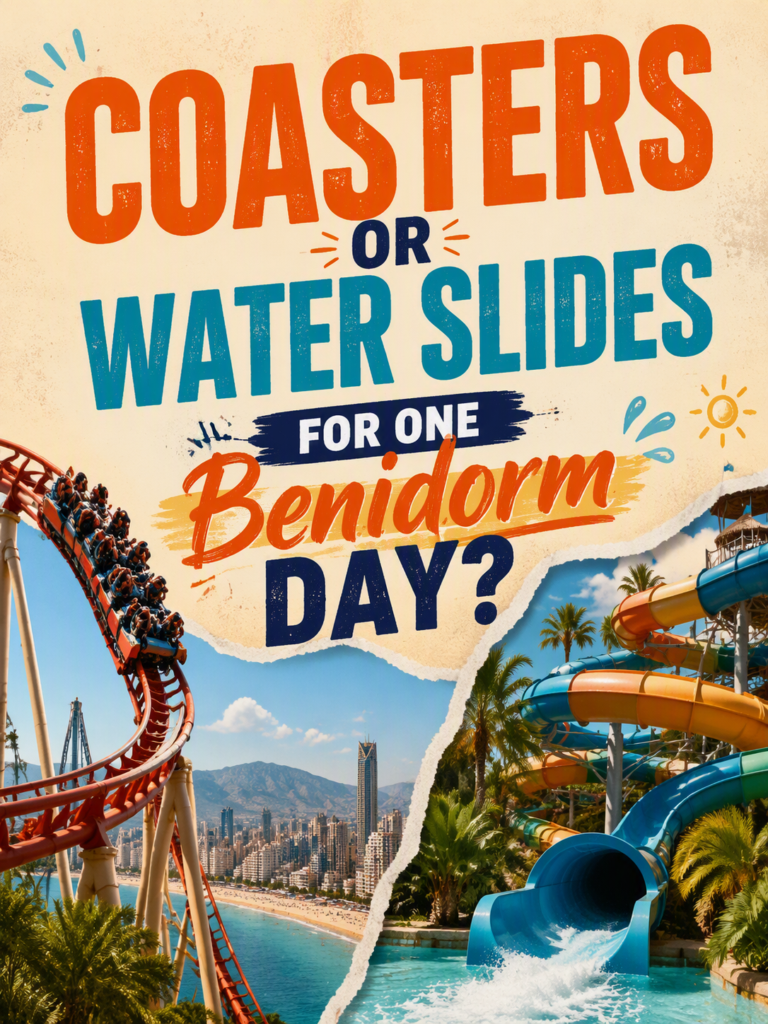ไปเล่นรถไฟเหาะหรือสไลเดอร์น้ำดี สำหรับ 1 วันในเบนิดอร์ม? 🎢💦