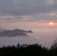 Beautiful sea of clouds and sunset on Alishan