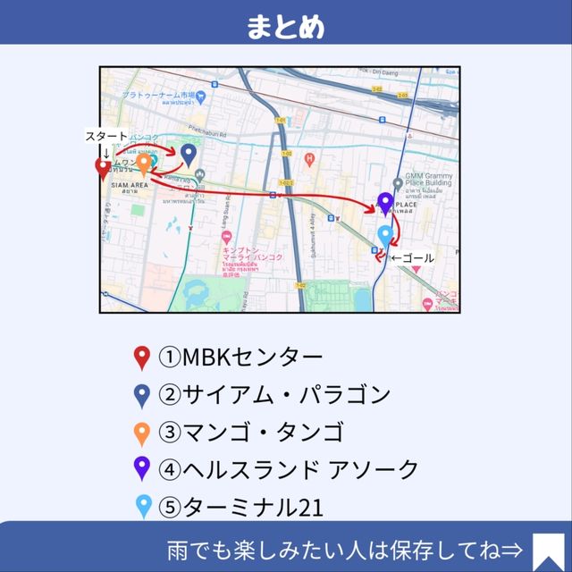 【バンコク】雨季でもOK!ほぼ室内プラン！