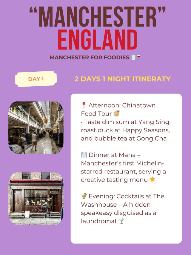 Manchester itinerary for Foodies 🍽️🍷