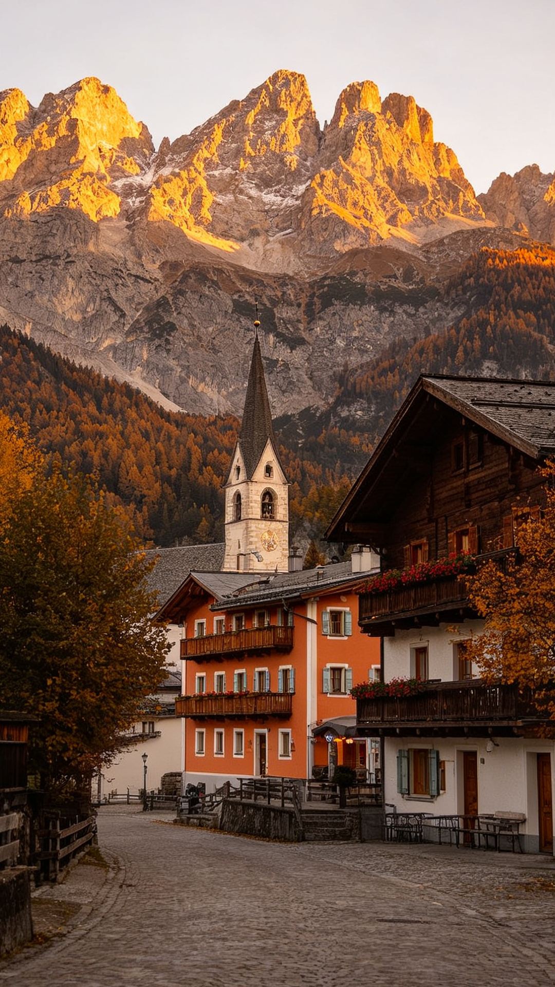 Đường mòn đi bộ đường dài mùa thu ở Dolomites