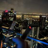 Fascinating night view at the rooftop bar Ocave Marriot Thonglor Bangkok 