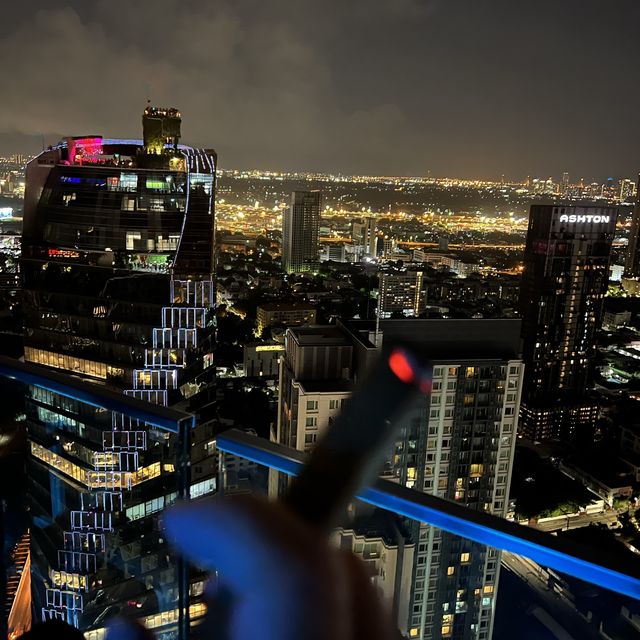 Fascinating night view at the rooftop bar Ocave Marriot Thonglor Bangkok 