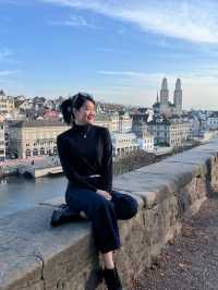 Enjoying the breathtaking views from Lindenhof in Zurich!