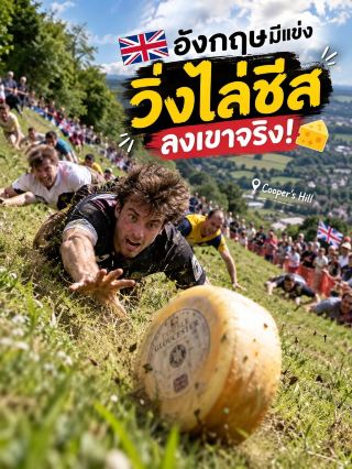 🧀🇬🇧 รู้ไหมว่า…ที่อังกฤษมีการแข่งขัน “วิ่งไล่ชีสลงเขา” จริง ๆ! 😂