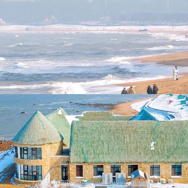 在海邊看雪景！！！威海真是太合適啦！！！