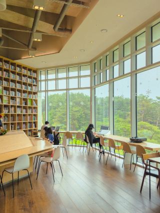 A cafe in Yangyang with a stunning pine forest view.