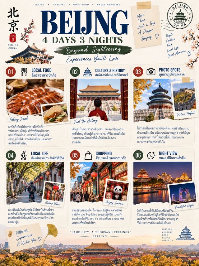 🇨🇳 BEIJING 4 วัน 3 คืนเมืองเดียวที่เที่ยวได้ทั้งพระราชวัง กำแพงเมืองเก่า Hutong