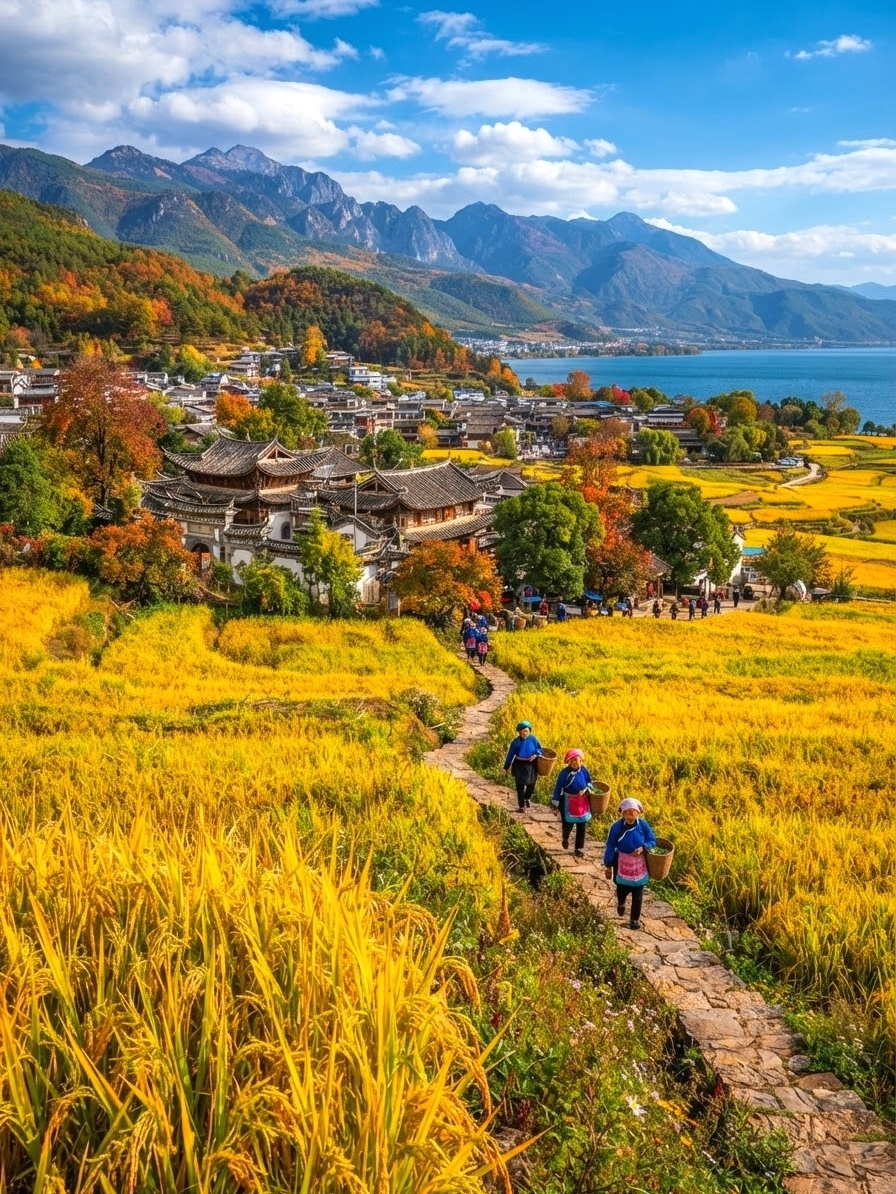 大理一直以自由、療癒、田園風情著稱,而秋天的喜洲和洱海、蒼山則是將這份優雅風情發揮到極致。秋日的金黃稻浪在蒼山洱海間搖曳,藍天白雲下,空氣中夾雜著田野的清香,是特別適合想放慢步調、追求治癒感旅行的人。

行程推薦安排:  
喜洲-洱海騎行-蒼山徒步,串連三個最具大理秋日特色的景點,親身投入最寫意的田園秋色之中。

第一站:喜洲(大理古城以北18公里處,全日營業)  
喜洲古鎮保留大量白族民居和田園風景,入秋後稻田一片金黃,大片田野映襯著藍天,行走於村落小道之間,每一步都是慢生活的寫照。非常推薦在這裡租輛單車,沿著田埂慢慢騎,邊欣賞稻浪邊拍照。途中可以順道試下當地的喜洲粑粑和白族梅子酒,感受地道美食滋味。  
打卡位:喜林苑附近稻田、村落小巷、古建民居大門。

第二站:洱海(大理市下關洱河南路1號,全日營業)  
洱海是來大理不可錯過的藍色明珠,最推薦的體驗方式係環湖騎行。秋天湖邊風景清新宜人,湖面泛著點點金光,周圍小村落寧靜悠然。沿途可以選擇在雙廊、小普陀停一停歇,拍幾張湖天一色、漁船與水鳥同框的照片。  
打卡位:海舌公園、雙廊碼頭、洱海沿岸的環湖自行車道。

第三站:蒼山(大理古城西隱仙路,08:00-17:00營業,15:00停止售票)  
蒼山背靠大理古城,海拔超過4000米,是自然愛好者和健行者的天堂。秋天的蒼山樹葉顏色漸變,天氣涼爽,適合輕裝徒步或者乘坐索道上山。山頂可遠眺洱海,回望金色的稻田和白牆青瓦的民居,特別有震撼感。記得預留半天時間,慢慢享受高原冷空氣和壯麗景色。  
必玩路線:感通寺索道-清碧溪-七龍女池-洗馬潭;天晴時能拍到雲霧繚繞、日光穿透林間的迷人畫面。

遊玩貼士:  
1. 秋天日夜溫差大,記得帶外套,山區早晚較冷。
2. 喜洲和洱海沿線適合自行車出行,建議提前預約單車,騎得更安心。
3. 蒼山徒步記得帶水帶糧,部分步道偏遠,請勿單獨前往深山區域。
4. 如選擇環洱海騎行,全程較長,不建議走完,選重點地段騎行即可。
5. 乘坐索道需提前安排時間,切記不要錯過末班索道。

注意事項:  
· 喜洲和洱海很多景點分佈較廣,如果自駕更方便。公眾交通有較多班次,但旺季可能需要排隊。
· 蒼山需購票入場,部分熱門路線(例如洗馬潭)假日人多,建議避開節假日前往。

話題:  
#大理秋色  #金黃稻浪  #洱海騎行  #喜洲慢生活  #蒼山雲海 