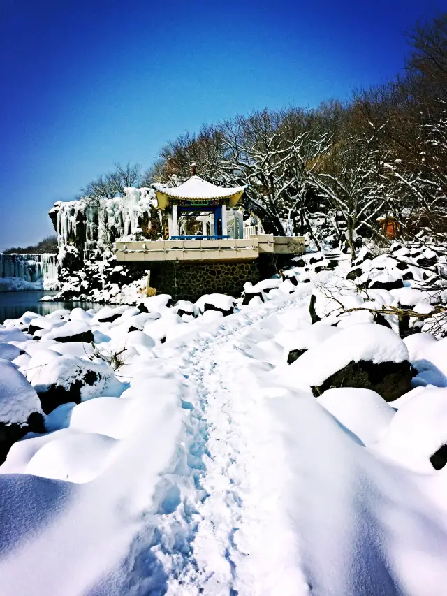 겨울의 경포호 절경 얼음 폭포