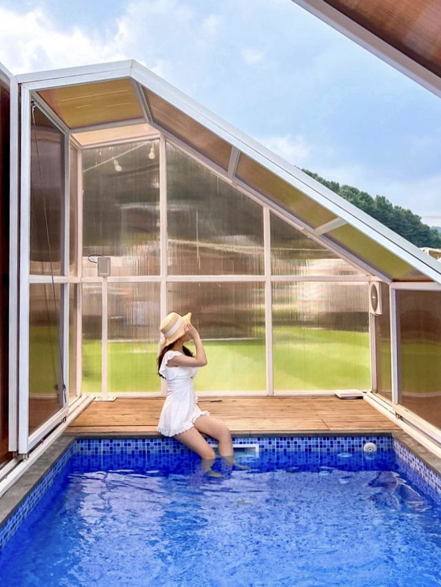 수영장이 2개🏊🏻‍♀️ 가평 신상 카라반 숙소🚌