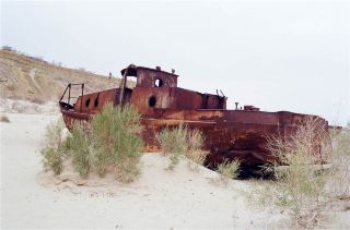 The Muynak Ship Cemetery at the Desertified Aral Sea, Uzbekistan 