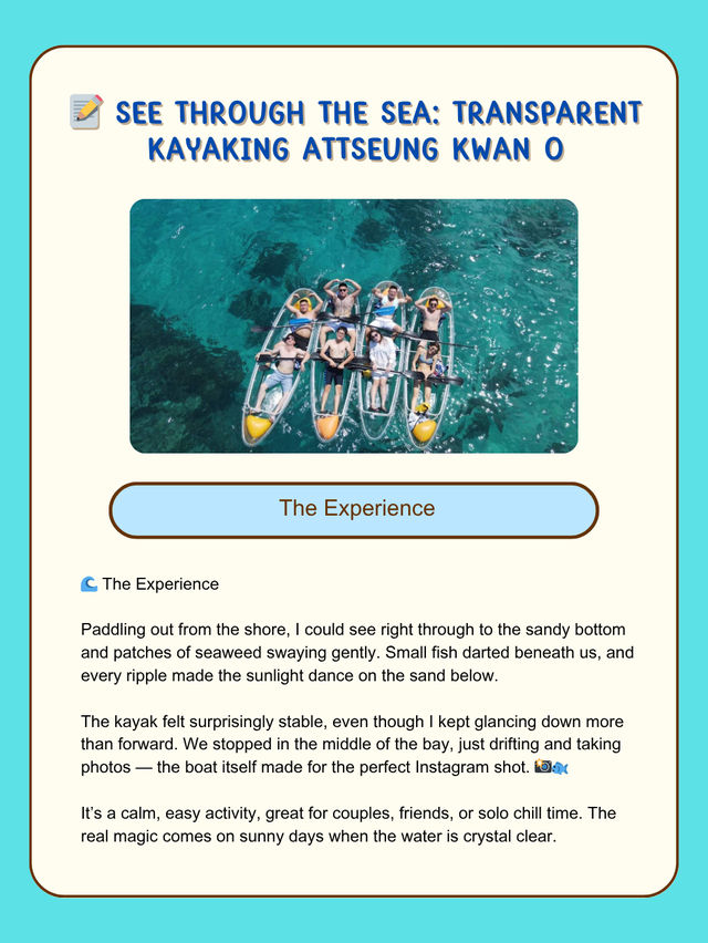 Transparent Kayaking at Tseung Kwan O 🙌