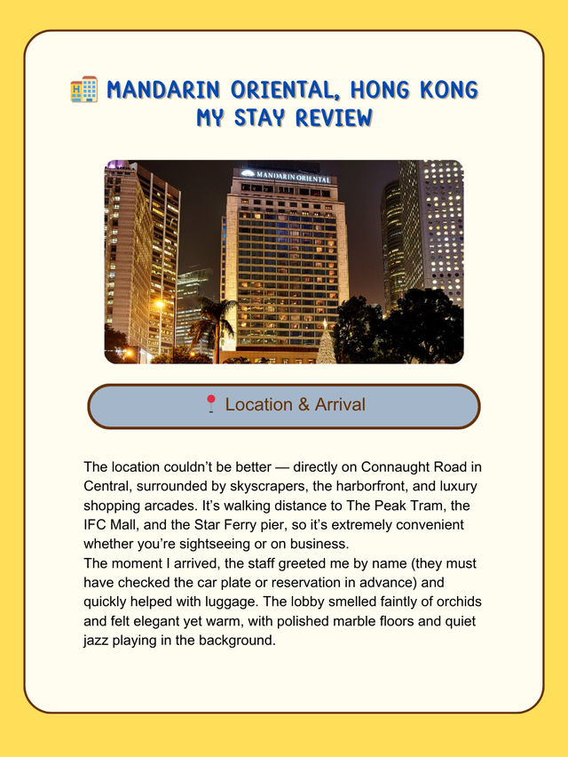 🏨 Mandarin Oriental, Hong Kong – My Stay Review