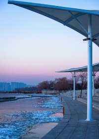 太原冰島 | 晉陽湖碎冰落日