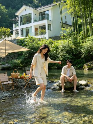 청두 직장인들의 주말 짧은 탈출, 청성산 뒷산 계곡 옆 독채 펜션