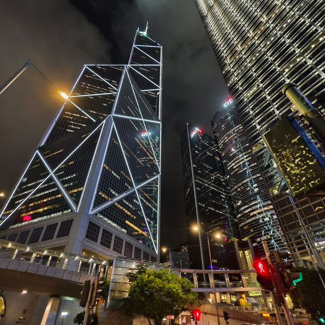 香港の夜景と山頂