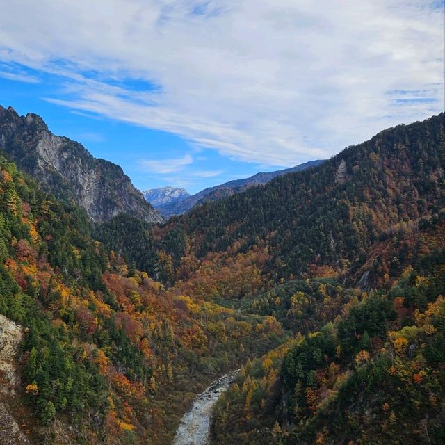 Fall foliage viewing in Late October at Kurobe Dam