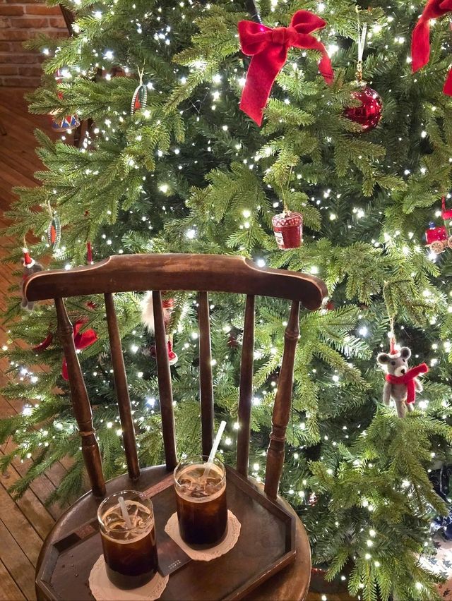 대형트리와 분수가 있는 거제 유럽감성카페🎄