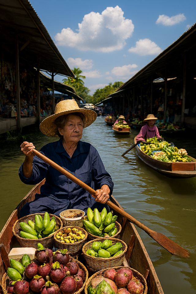 สัมผัสเสน่ห์ตลาดน้ำดำเนินสะดวก