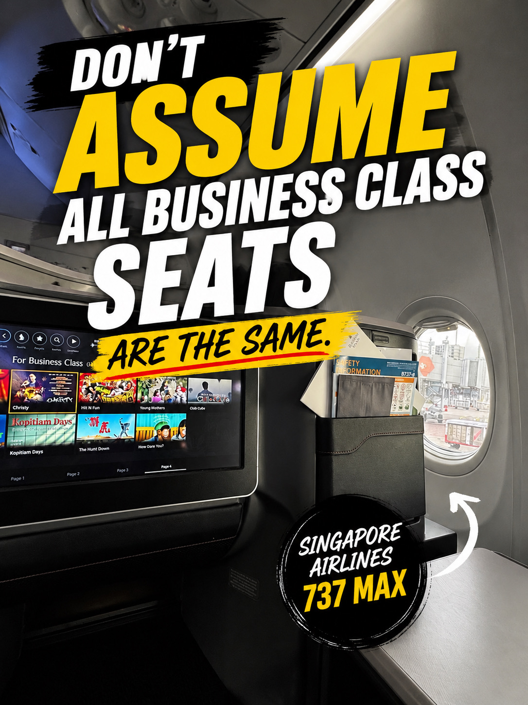 Most people think business class is business class.

It isn’t.

This Singapore Airlines Boeing 737 MAX business class seat felt more private and comfortable than many regional business class products I’ve flown.

The famous bucket seat offers plenty of personal space and a surprisingly premium experience for a relatively short flight to Xiamen.

Not all business class seats are created equal.

Would you choose this over a traditional regional business class seat?

Follow Crumpled Nomad for real flight reviews, airport lounges and travel insights.

#singaporeairlines #businessclass #flysq #boeing737max #bookthecook #xiamen #xiamentrip #chinatravel #china #aviation #airlinereview #premiumtravel #traveltips #crumplednomad #chinatrip 