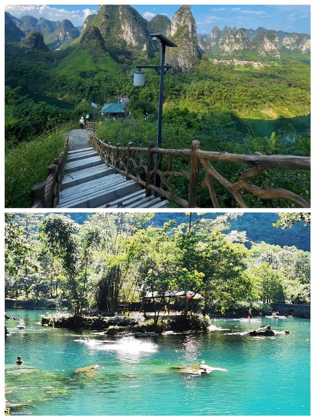 廣西河池秀麗山水果凍般美麗的綠水美極了