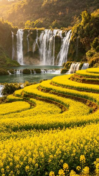 Terraced fields at sunset: a stunning photo spot