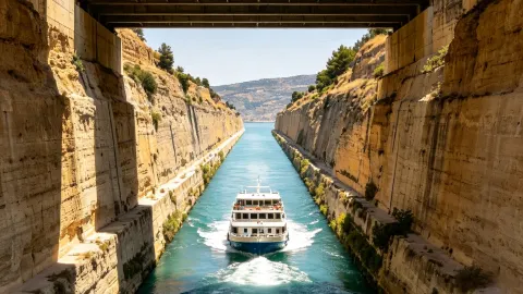 Check out the Corinth Canal! Take a boat through the strait—a must-visit hidden gem in Greece — traveler post in Athens