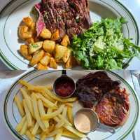 Cooked to perfection french steak in Hong Kong