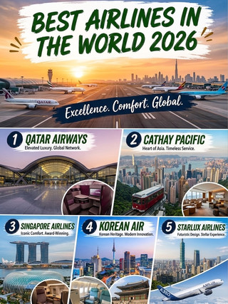2026 年全球五大最佳航空公司 ✈️✨
以下是針對 Trip.com、Trip Moments 和社交媒體管道優化的引人注目的標題選項和現成的說明/描述。
主推廣標題
· 選項 1:與世界最佳同行:2026 年全球五大最佳航空公司 ✈️✨
· 選項 2:提升您的旅遊體驗:2026 年五大頂級航空公司
· 選項 3:奢華之旅:Trip.com 預訂全球五大最佳航空公司
各航空公司專屬說明及描述
1. 卡達航空
· 標題:卡達航空:全球奢華的標桿
· 說明/描述:
卡達航空榮登 2026 年榜首,繼續樹立航空業的黃金標準。體驗屢獲殊榮的 Qsuite 商務艙、世界一流的機上餐飲以及在多哈哈馬德國際機場的無縫轉機服務。
👉 立即透過 Trip.com 預訂卡達航空的豪華航班,解鎖專屬會員禮遇!
2. 國泰航空
· 標題:國泰航空:尊貴服務與永恆舒適
· 說明/描述:
搭乘國泰航空,體驗極致的亞洲待客之道。從香港世界一流的機場貴賓室到精心打造的機上餐飲和寬敞的私人套房,每一次旅程都旨在為您帶來徹底的放鬆。
👉 搭乘國泰航空,飛往全球超過 75 個目的地。立即透過 Trip.com 規劃您的旅程!
3. 新加坡航空
· 標題:新加坡航空:無與倫比的空中服務
· 說明/描述:
新加坡航空以其世界一流的機組人員和標誌性的奢華體驗而聞名,為您帶來難忘的飛行體驗。在樟宜機場,您可以享受「名廚有約」的精緻美食、先進的娛樂設施和便利的轉機服務。
👉 準備好翱翔了嗎?立即透過 Trip.com 預訂新加坡航空航班,享受最優惠價格保證!
4. 大韓航空
· 標題:大韓航空:現代創新與傳統傳承的完美融合
· 說明/描述:
搭乘大韓航空,體驗傳統韓式待客之道與尖端航空技術的完美結合。在機上享受道地韓式美食,入住豪華的 Kosmo 套房,並透過仁川機場輕鬆轉機。
👉 舒適探索亞洲及更遠地區。立即透過 Trip.com 預訂大韓航空機票!
5. 星宇航空
· 標題:星宇航空:高端飛行新體驗
· 說明/描述:
星宇航空重新定義精品奢華旅行,提供米其林星級餐廳、零重力平躺座椅和未來感十足的客艙設計。在您下次的亞洲或北美之旅中,開啟一段全新的空中奢華之旅。
👉 搭乘星宇航空,體驗新世代飛行。立即透過 Trip.com 輕鬆預訂!
推薦標籤
#TripDotCom #2026最佳航空公司 #卡達航空 #國泰航空 #新加坡航空 #大韓航空 #星宇航空 #華航機 #Trip帶你暢遊